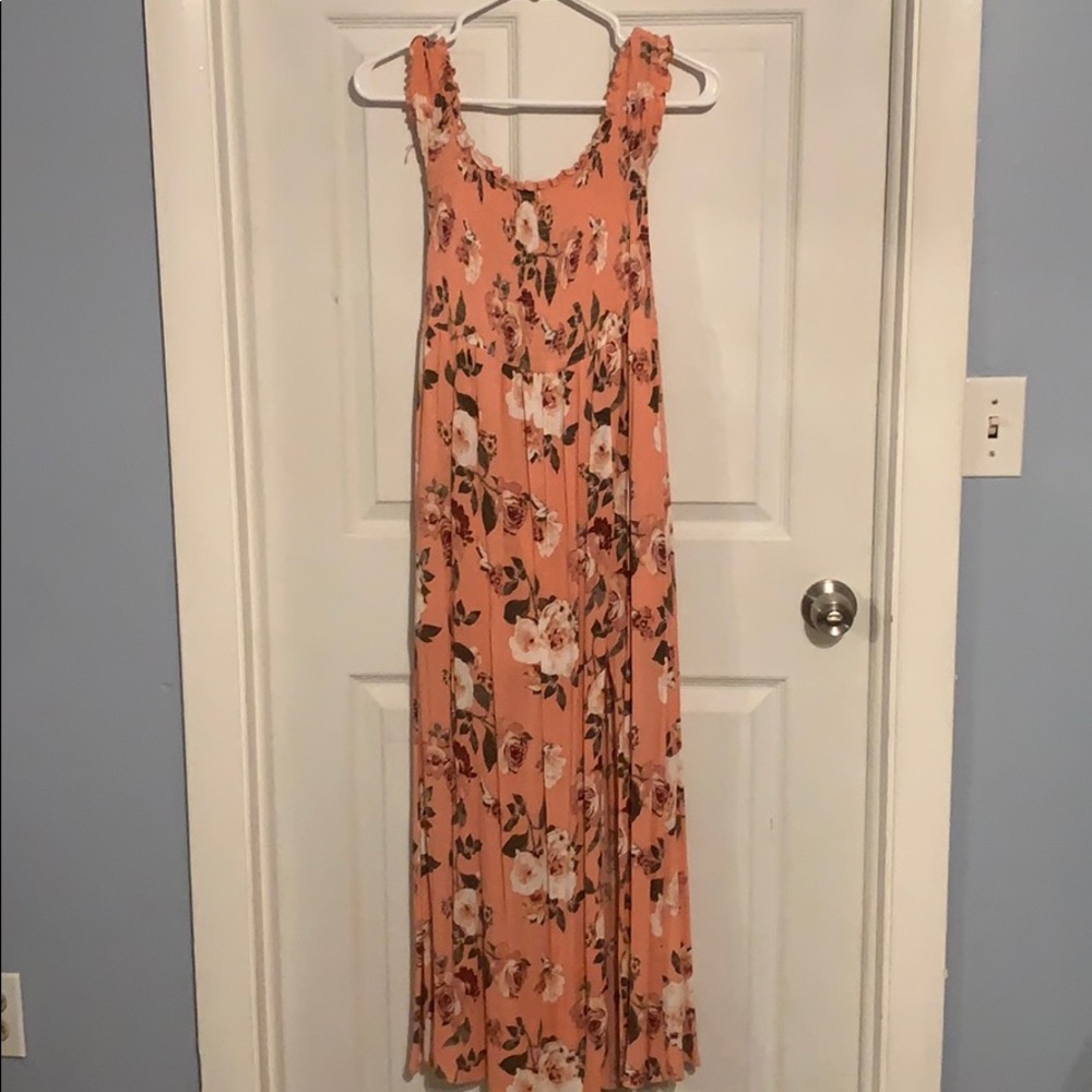 Off the shoulder floral maxi dress with slit